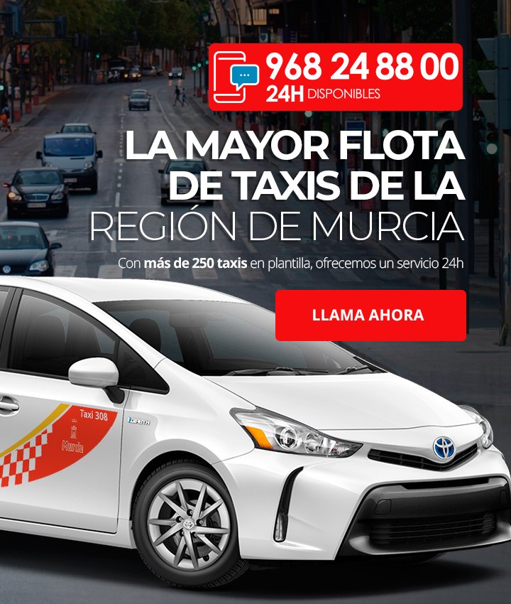 La mayor flota de taxis de la Región de Murcia, con más de 250 taxis en plantilla, ofrecemos un servicio 24h, LLAMA AHORA